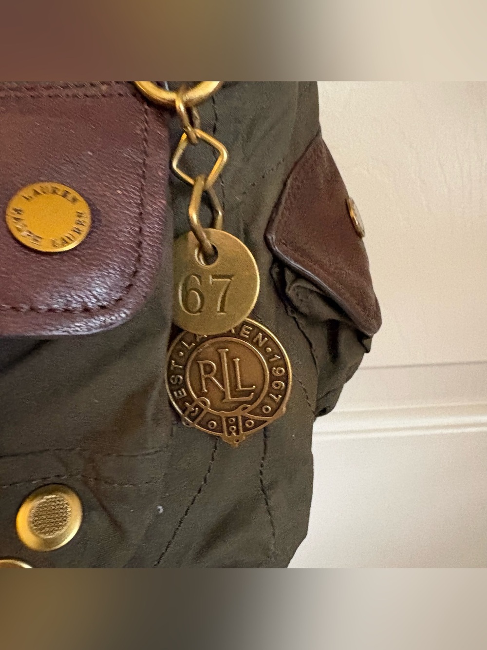 Ralph Lauren 1967 Heritage Utility Crossbody Olive Canvas & Leather Bag Military - Picture 3 of 12